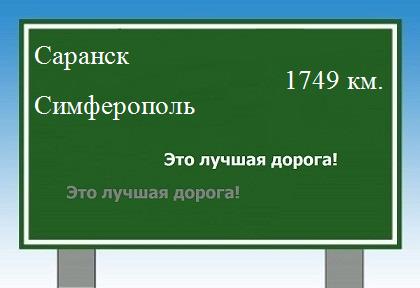 расстояние Саранск  &nbsp; Симферополь как добраться