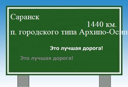 расстояние Саранск    поселок городского типа Архипо-Осиповка как добраться