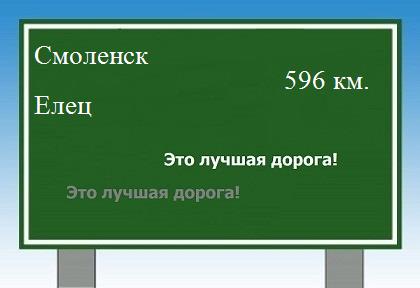 расстояние Смоленск    Елец как добраться