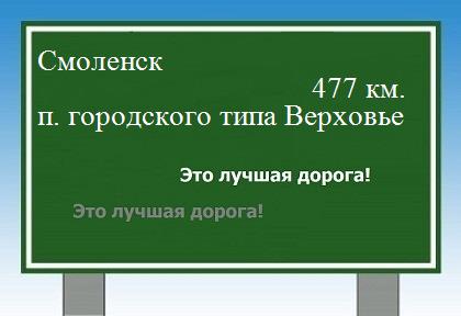 расстояние Смоленск  &nbsp; поселок городского типа Верховье как добраться