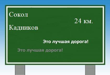 Сколько км от Сокола до Кадникова