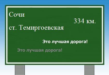 Сколько км от Сочи до станицы Темиргоевской
