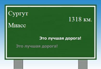 расстояние Сургут - Миасс как добраться