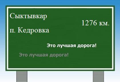 Сколько км от Сыктывкара до поселка Кедровка