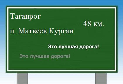Сколько км от Таганрога до поселка Матвеев Курган