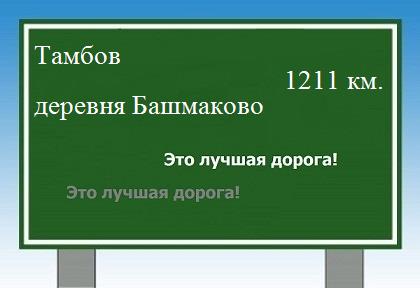 расстояние Тамбов    деревня Башмаково как добраться