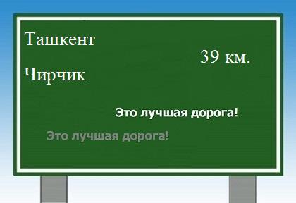 Сколько км от Ташкента до Чирчика
