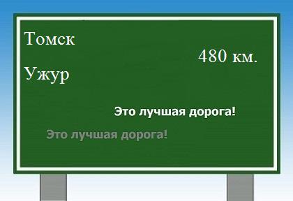 Сколько км от Томска до Ужура