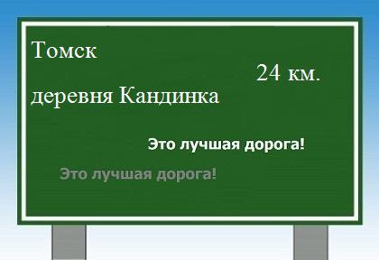 Сколько км от Томска до деревни Кандинка