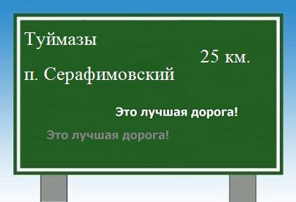 Сколько км от Туймазов до поселка Серафимовский