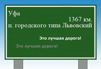расстояние Уфа  &nbsp; поселок городского типа Львовский как добраться