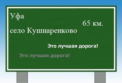 Сколько км от Уфы до села Кушнаренково