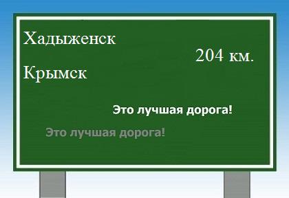 расстояние Хадыженск - Крымск как добраться
