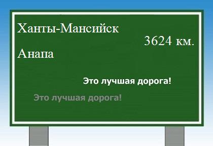 Сколько км от Ханты-Мансийска до Анапы