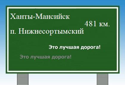 расстояние Ханты-Мансийск    поселок Нижнесортымский как добраться