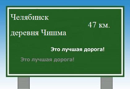 Сколько км от Челябинска до деревни Чишма
