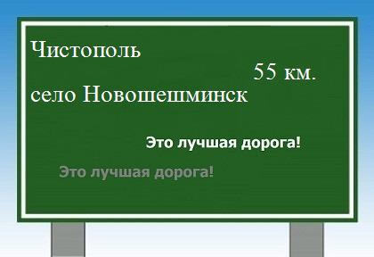 Сколько км от Чистополя до села Новошешминск
