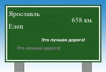 расстояние Ярославль    Елец как добраться