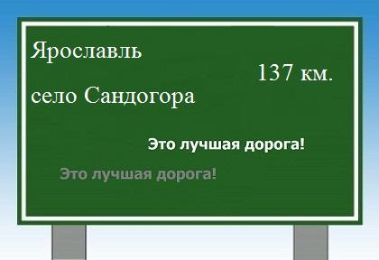 Сколько км от Ярославля до села Сандогора