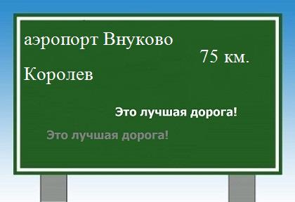 расстояние аэропорт Внуково    Королев как добраться