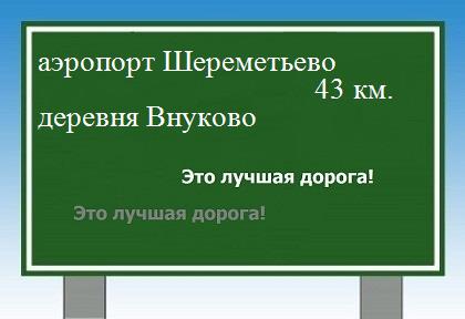 Карта от аэропорта Шереметьево до деревни Внуково