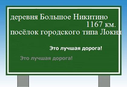 расстояние деревня Большое Никитино  &nbsp; посёлок городского типа Локня как добраться