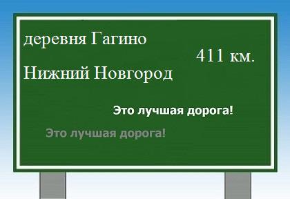 расстояние деревня Гагино    Нижний Новгород как добраться