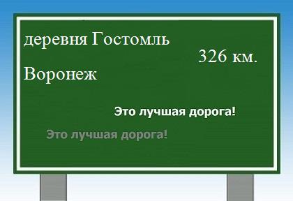 Сколько км от деревни Гостомль до Воронежа