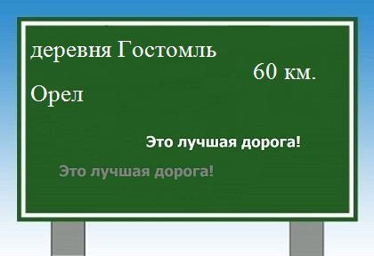 расстояние деревня Гостомль    Орел как добраться