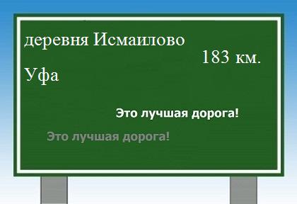 расстояние деревня Исмаилово    Уфа как добраться