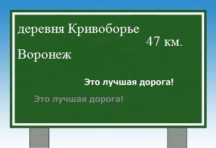 Сколько км от деревни Кривоборье до Воронежа