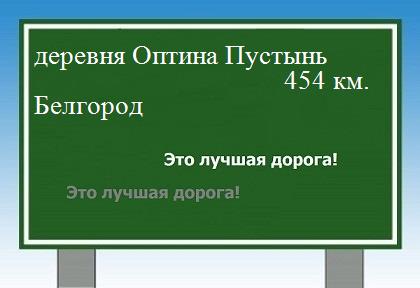 расстояние деревня Оптина Пустынь  &nbsp; Белгород как добраться