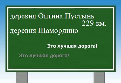 расстояние деревня Оптина Пустынь  &nbsp; деревня Шамордино как добраться