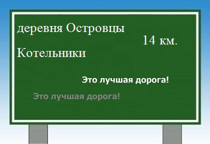 Карта от деревни Островцы до Котельников