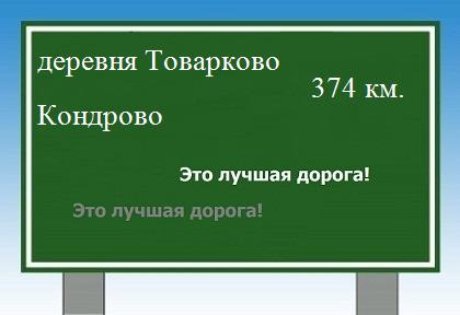 Сколько км от деревни Товарково до Кондрово
