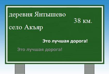 Карта от деревни Янтышево до села Акъяр