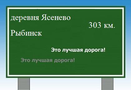 Сколько км от деревни Ясенево до Рыбинска
