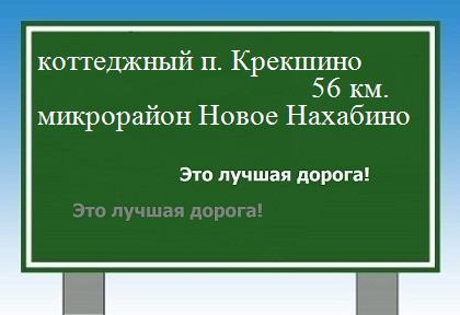 Карта от коттеджного поселка Крекшино до микрорайона Новое Нахабино