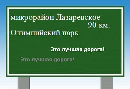Сколько км от микрорайона Лазаревское до Олимпийского парка