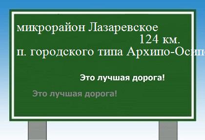 Сколько км от микрорайона Лазаревское до поселка городского типа Архипо-Осиповка