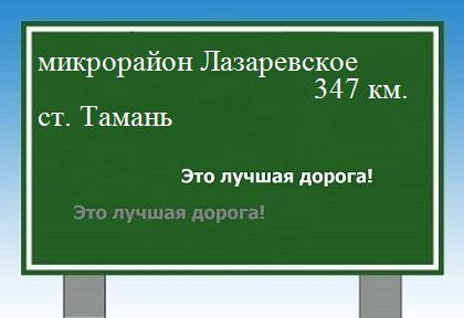 расстояние микрорайон Лазаревское    станица Тамань как добраться