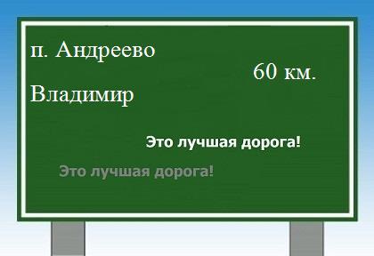 Сколько км от поселка Андреево до Владимира