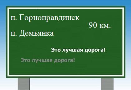 Сколько км от поселка Горноправдинск до поселка Демьянка