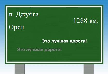 расстояние поселок Джубга - Орел как добраться