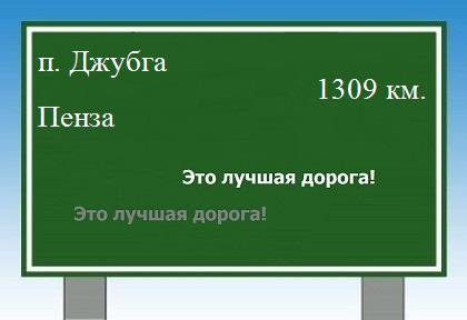 расстояние поселок Джубга - Пенза как добраться