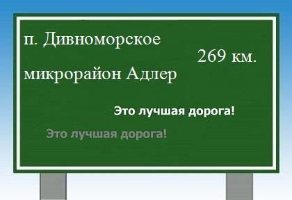 расстояние поселок Дивноморское  &nbsp; микрорайон Адлер как добраться