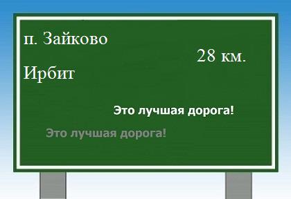 Сколько км от поселка Зайково до Ирбита