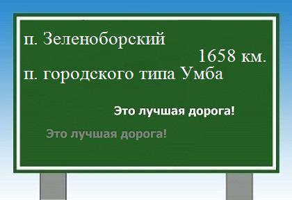 Маршрут от поселка Зеленоборский до поселка городского типа Умба