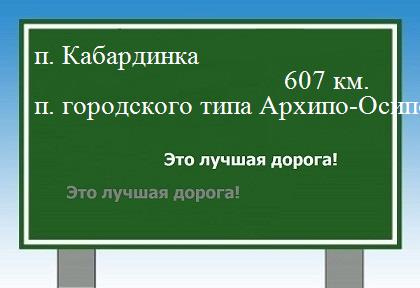 Сколько км от поселка Кабардинка до поселка городского типа Архипо-Осиповка
