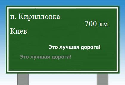 Сколько км от поселка Кирилловка до Киева
